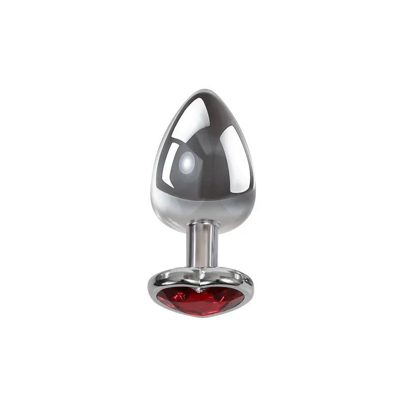 Red Heart Gem large plug in Chrome, upright polished steel taper