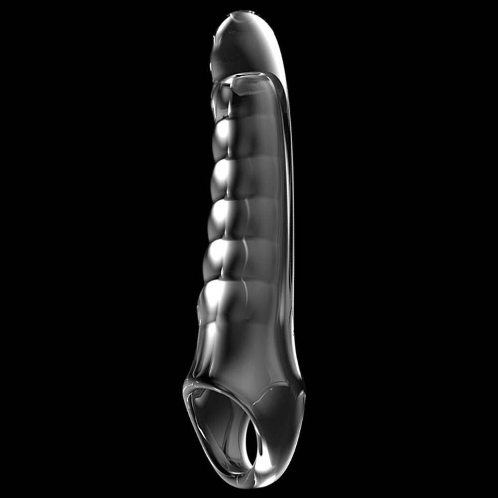 Adam & Eve Ridged Rider - Clear 22.9 cm Penis Extension Sleeve – Sex toys NZ by Naughtyhut. Discreet delivery nationwide.