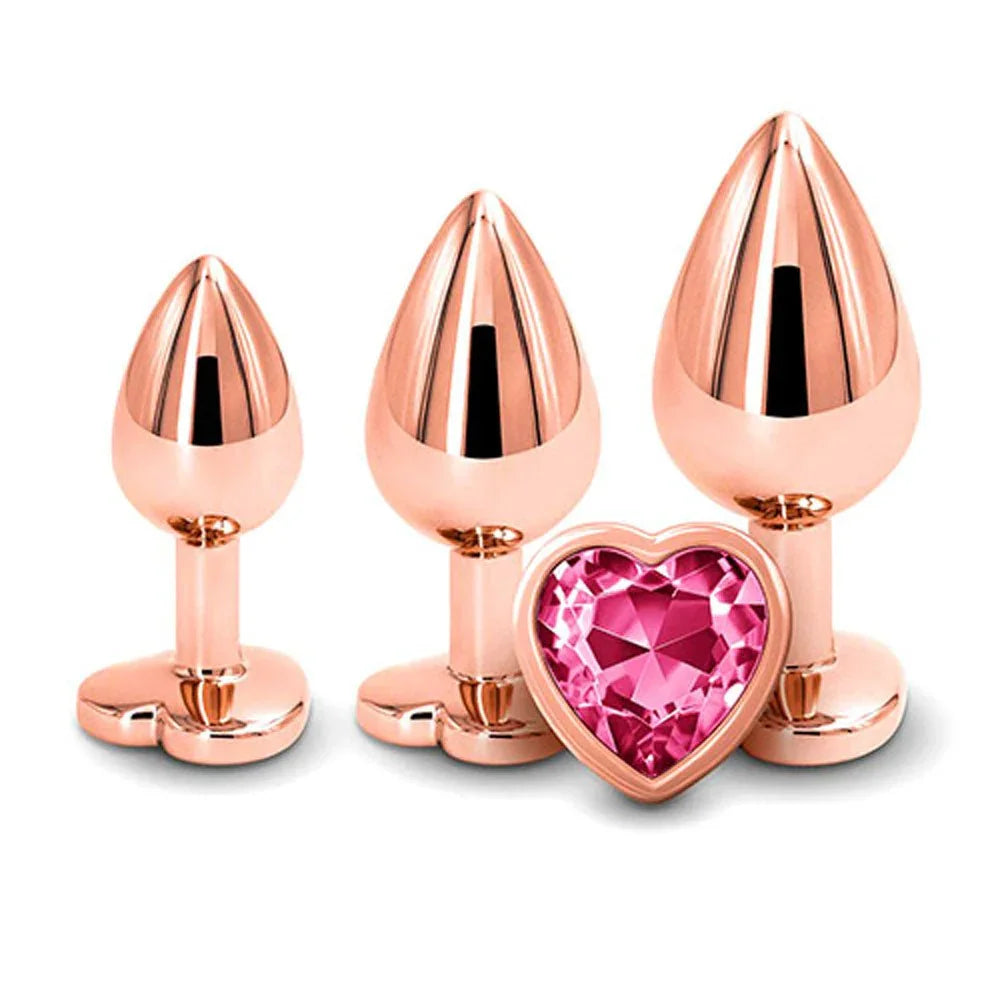 Rose Gold Heart Gem set upright with one pink heart base facing out
