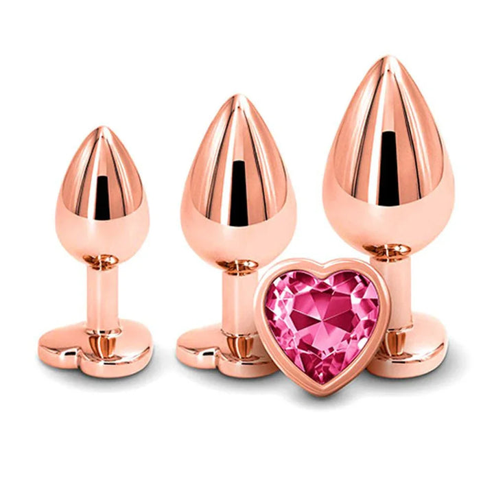 Rose Gold Heart Gem set upright with one pink heart base facing out