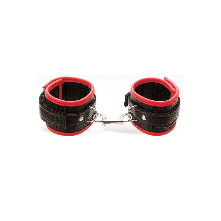 Buy Adam & Eve SCARLET COUTURE BONDAGE CUFFS - Black/Red Restraints – Naughtyhut NZ sex toys online. Discreet delivery & top brands.