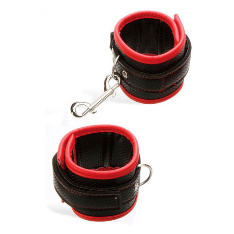Buy Adam & Eve SCARLET COUTURE BONDAGE CUFFS - Black/Red Restraints – Naughtyhut NZ sex toys online. Discreet delivery & top brands.