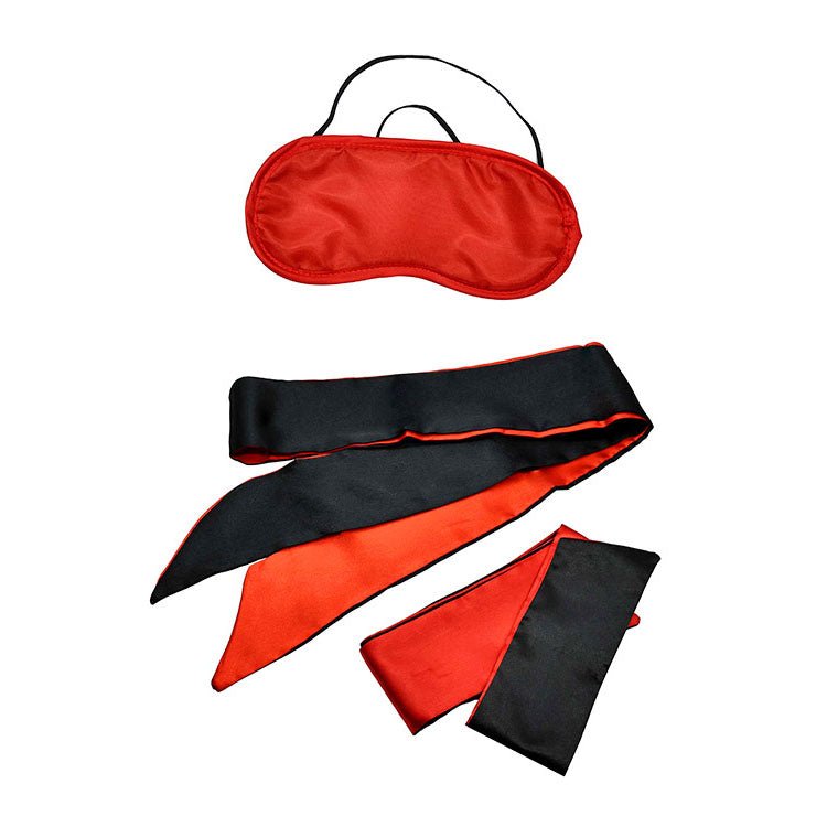 Adam & Eve SENSUAL SCARLET NIGHTS - Black/Red Couples Bondage Kit - Set of 10 Pieces – Sex toys NZ by Naughtyhut. Discreet delivery nationwide.