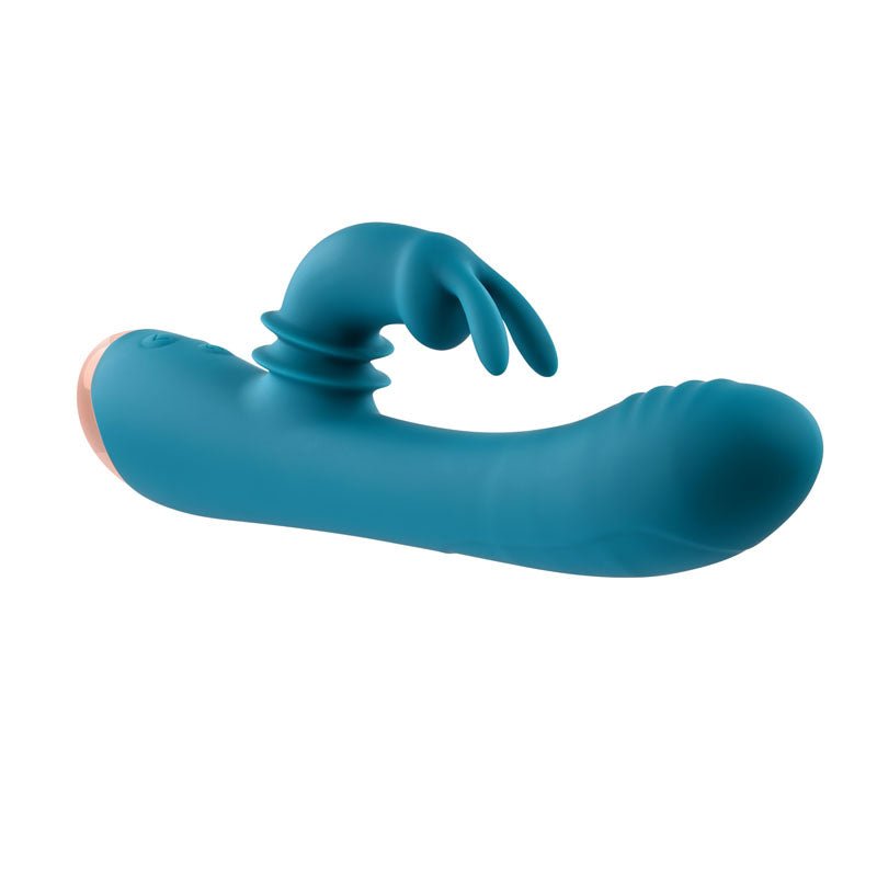 Adam & Eve SHIMMY & SHAKE VELVET RABBIT - Blue 22.4 cm USB Rechargeable Rabbit Vibrator – Sex toys NZ by Naughtyhut. Discreet delivery nationwide.