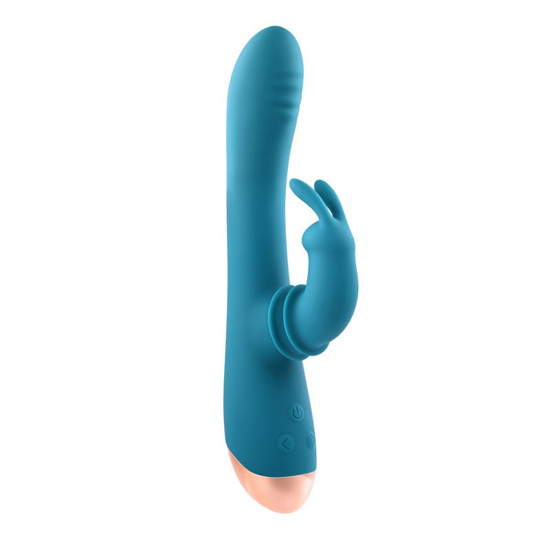 Adam & Eve SHIMMY & SHAKE VELVET RABBIT - Blue 22.4 cm USB Rechargeable Rabbit Vibrator – Sex toys NZ by Naughtyhut. Discreet delivery nationwide.