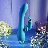 Buy Adam & Eve SHIMMY & SHAKE VELVET RABBIT - Blue 22.4 cm USB Rechargeable Rabbit Vibrator – Naughtyhut NZ sex toys online. Discreet delivery & top brands.