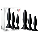 Buy Adam & Eve Silicone Booty Boot Camp Training Kit - Black Butt Plugs - Set of 3 Sizes – Naughtyhut NZ sex toys online. Discreet delivery & top brands.
