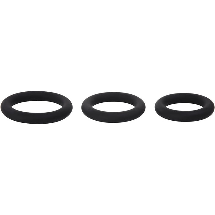 Adam & Eve Silicone Penis Ring Set - Black Cock Rings - Set of 3 Sizes – Sex toys NZ by Naughtyhut. Discreet delivery nationwide.