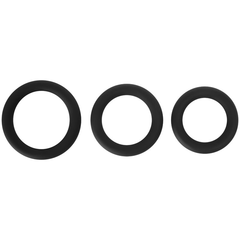 Adam & Eve Silicone Penis Ring Set - Black Cock Rings - Set of 3 Sizes – Sex toys NZ by Naughtyhut. Discreet delivery nationwide.