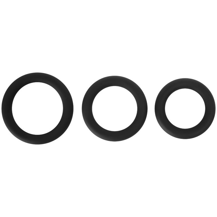 Adam & Eve Silicone Penis Ring Set - Black Cock Rings - Set of 3 Sizes – Sex toys NZ by Naughtyhut. Discreet delivery nationwide.