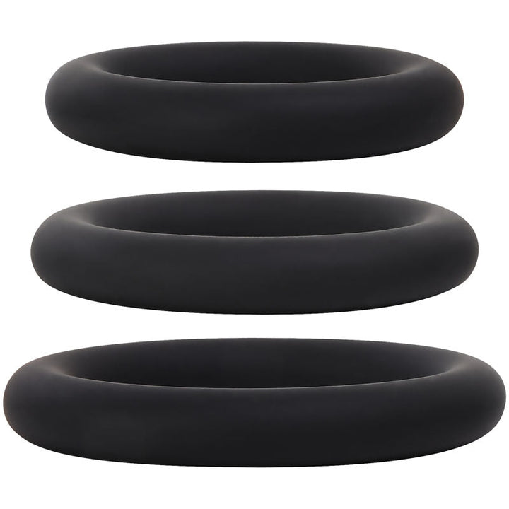 Adam & Eve Silicone Penis Ring Set - Black Cock Rings - Set of 3 Sizes – Sex toys NZ by Naughtyhut. Discreet delivery nationwide.