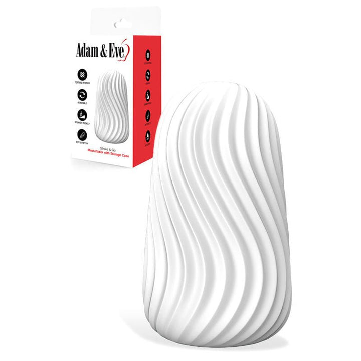 Adam & Eve Stroke & Go - White Stroker Sleeve with Storage Case – Sex toys NZ by Naughtyhut. Discreet delivery nationwide.