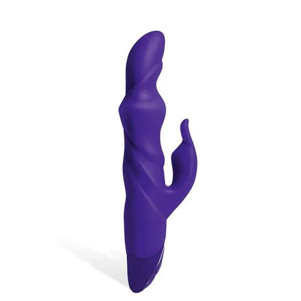 The Thruster rabbit vibrator in Purple, twisted shaft with clitoral arm