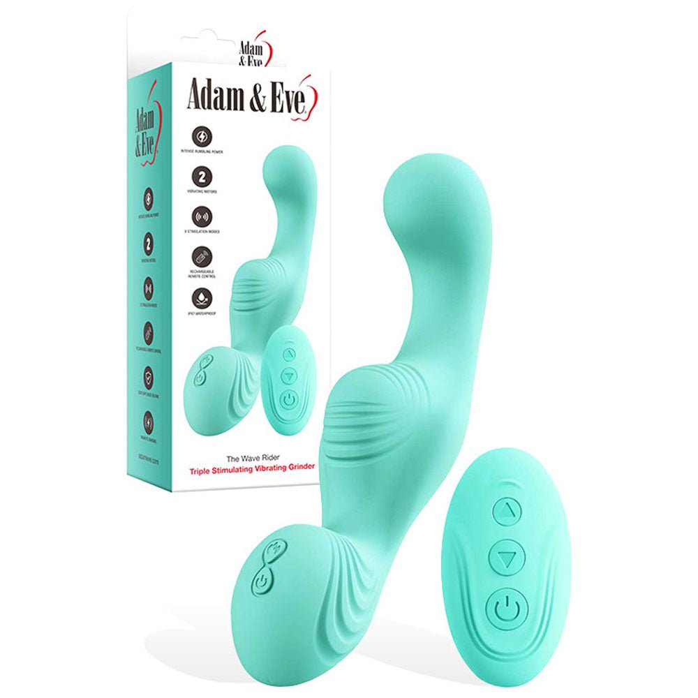 Buy Adam & Eve THE WAVE RIDER - Teal USB Rechargeable Triple Stimulating Grinder Pad with Remote Control – Naughtyhut NZ sex toys online. Discreet delivery & top brands.