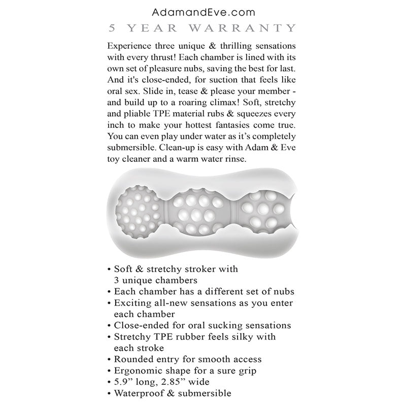 Buy Adam & Eve Triple Chamber Ball Drainer - Clear Masturbator Sleeve