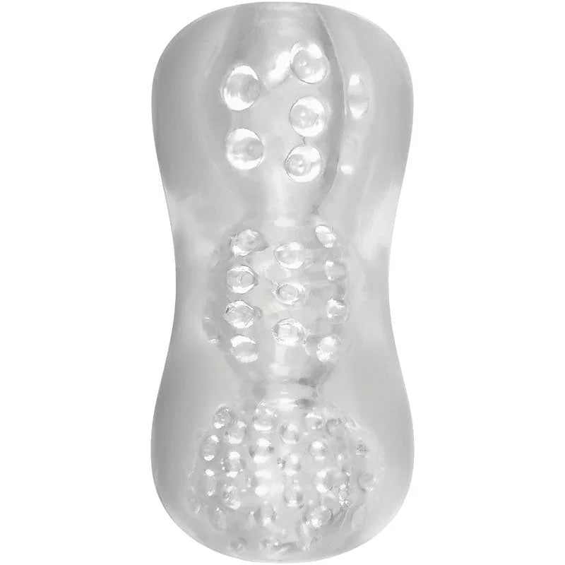 Triple Chamber masturbator sleeve in Clear, open-ended with three bead zones
