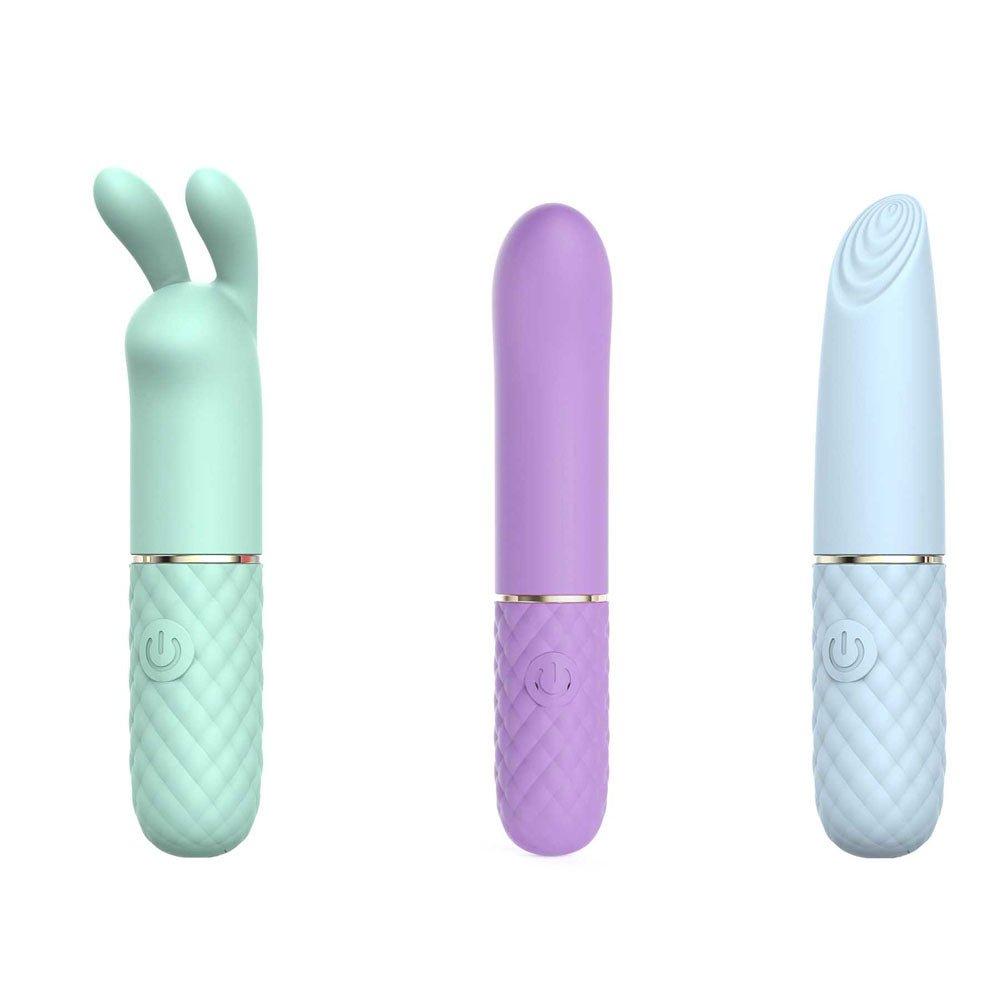 Buy Adam & Eve TRIPLE PLEASURES - Coloured USB Rechargeable Vibrators - Set of 3 – Naughtyhut NZ sex toys online. Discreet delivery & top brands.