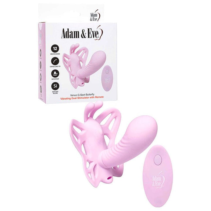 Adam & Eve VENUS G - SPOT BUTTERFLY - Pink USB Rechargeable Wearable Butterfly Vibrator with Remote – Sex toys NZ by Naughtyhut. Discreet delivery nationwide.