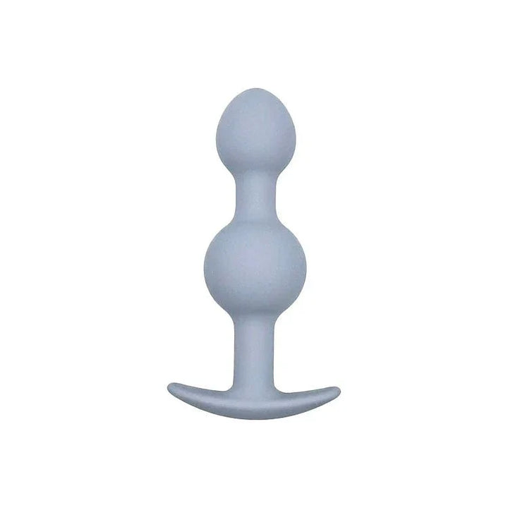 Vibra-Ball Trio medium double-ball plug in Grey on its anchor base