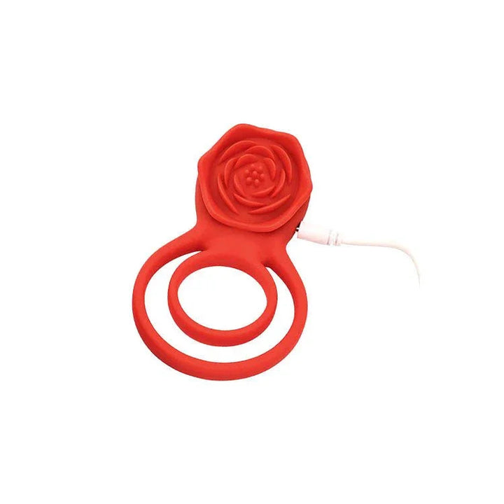 Rose Double Enhancer in Red with white USB charging cable attached