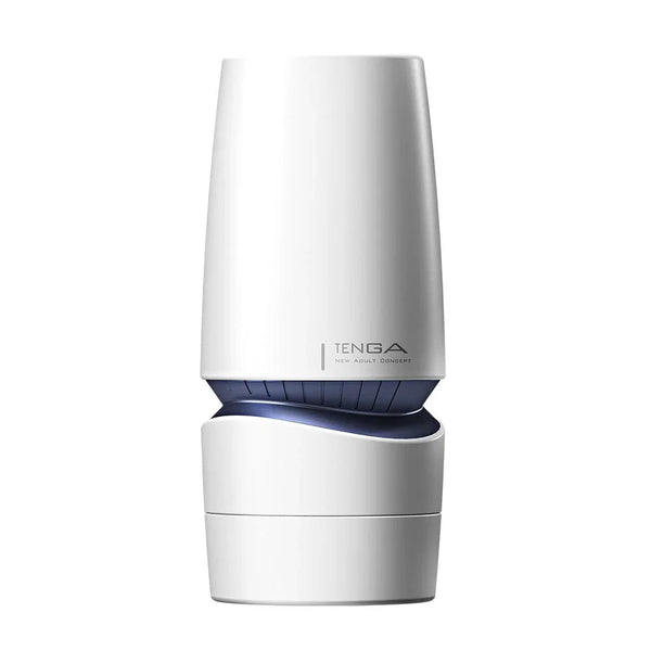 Tenga Aero in Cobalt, white stroker cup with blue suction-control ring