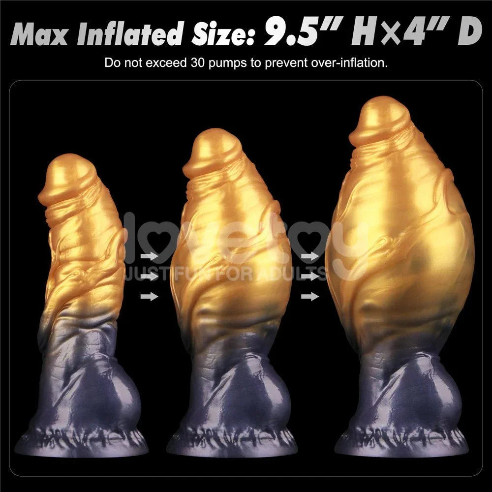 Aerosx inflation stages side by side, max inflated size 9.5 inches high by 4 inches deep
