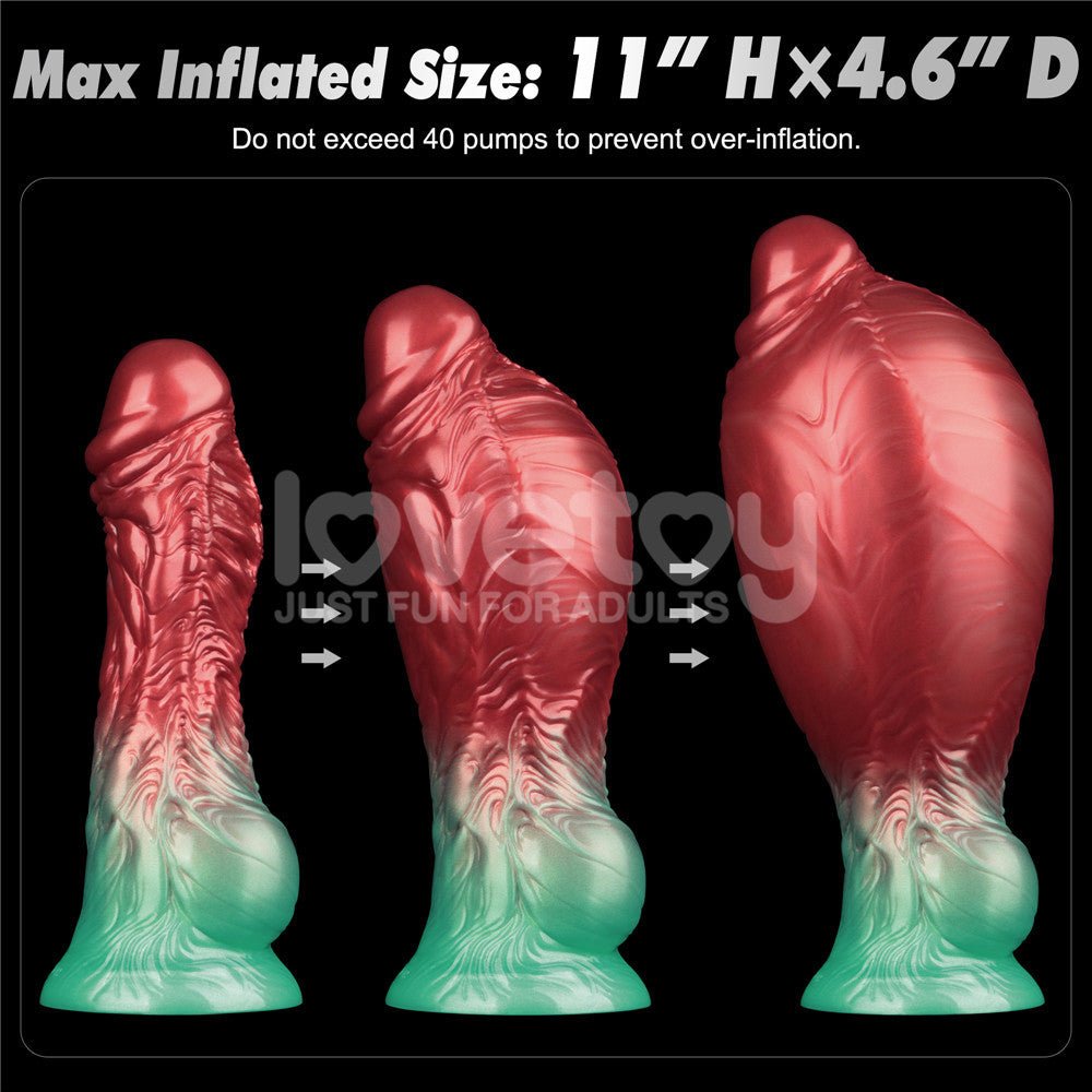 Aerosx 8 Inch Dual Density Inflatable Dildo - Red/Green 28 cm Inflatable Fantasy Dildo – Sex toys NZ by Naughtyhut. Discreet delivery nationwide.