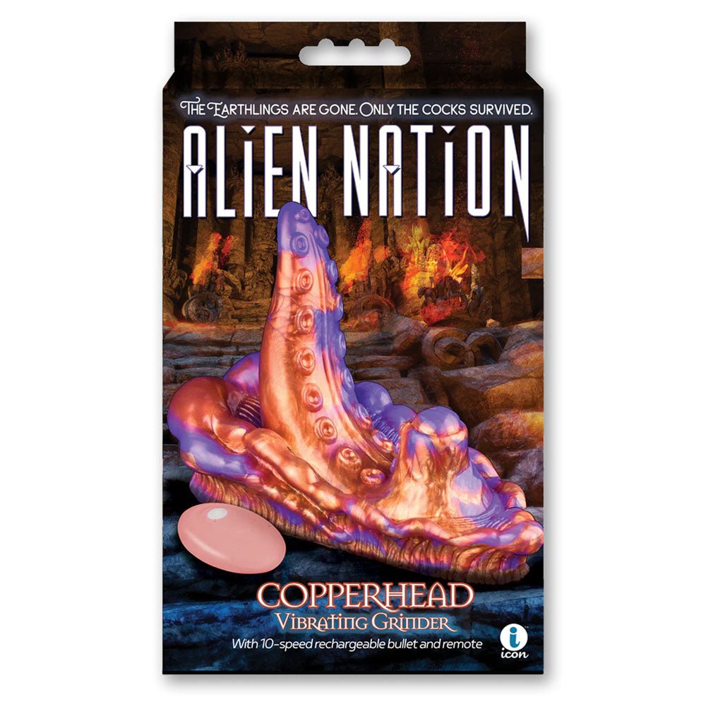 Buy Alien Nation - Copperhead - Coloured USB Rechargeable Vibrating Fantasy Grinder Pad with Remote – Naughtyhut NZ sex toys online. Discreet delivery & top brands.