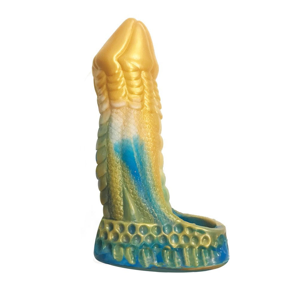 Buy Alien Nation - Komodo - Blue/Gold 16.5 cm Penis Extender Fantasy Sleeve – Naughtyhut NZ sex toys online. Discreet delivery & top brands.