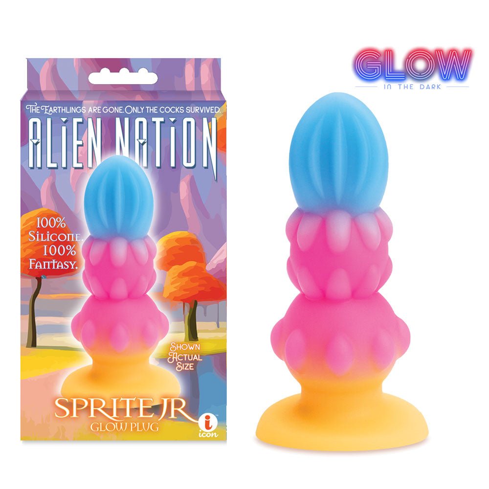 Alien Nation - Sprite Jr. - Glow in Dark Coloured 10.8 cm Fantasy Anal Plug – Sex toys NZ by Naughtyhut. Discreet delivery nationwide.