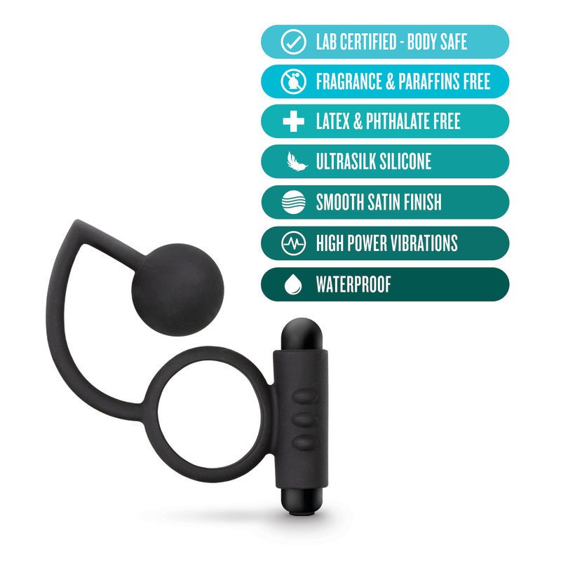 Buy Anal Adventures Platinum Anal Ball & Vibrating C - Ring - Black Vibrating Cock Ring with Anal Ball – Naughtyhut NZ sex toys online. Discreet delivery & top brands.