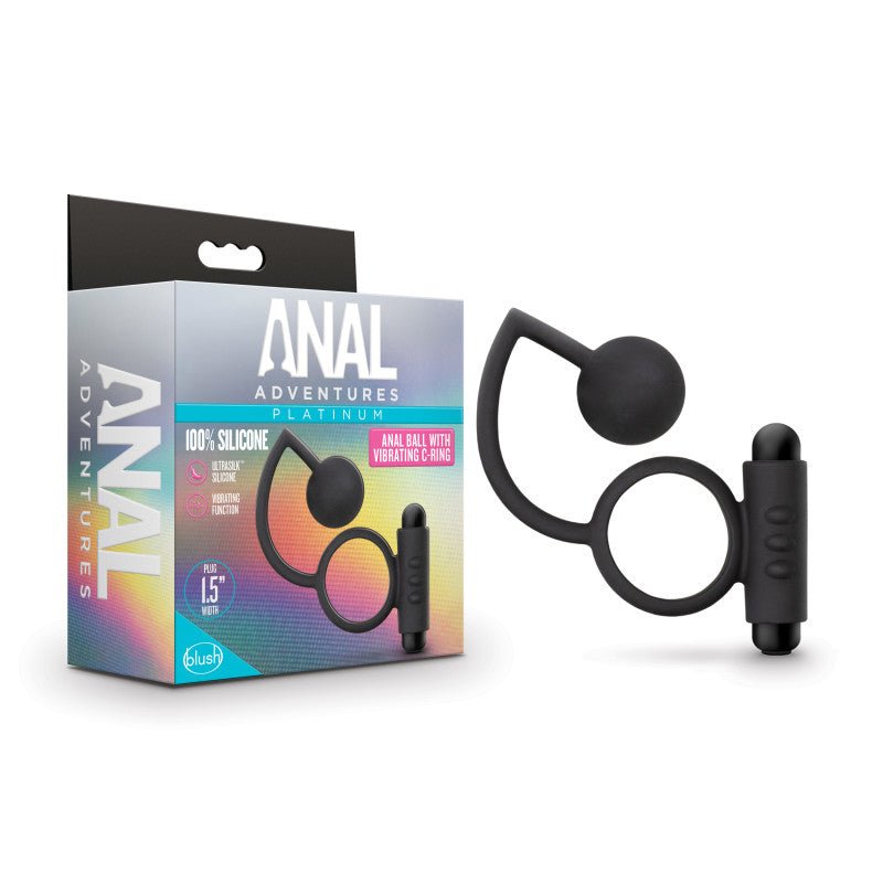 Buy Anal Adventures Platinum Anal Ball & Vibrating C - Ring - Black Vibrating Cock Ring with Anal Ball – Naughtyhut NZ sex toys online. Discreet delivery & top brands.
