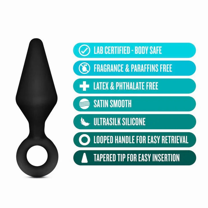 Loop Plug Kit feature panel: UltraSilk silicone, looped handle, tapered tip
