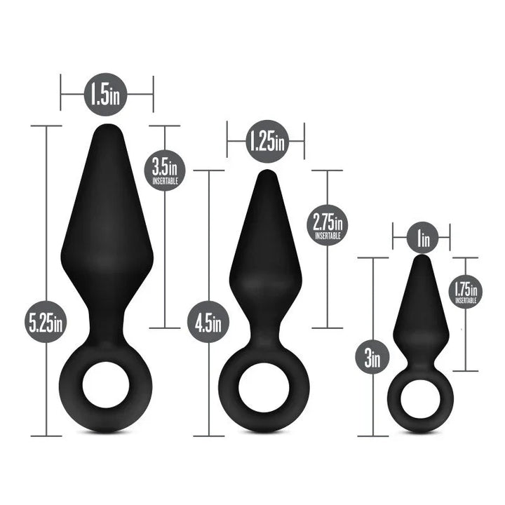 Loop Plug Kit size chart: 5.25in, 4.5in and 3in plugs with 1.5in, 1.25in and 1in widths