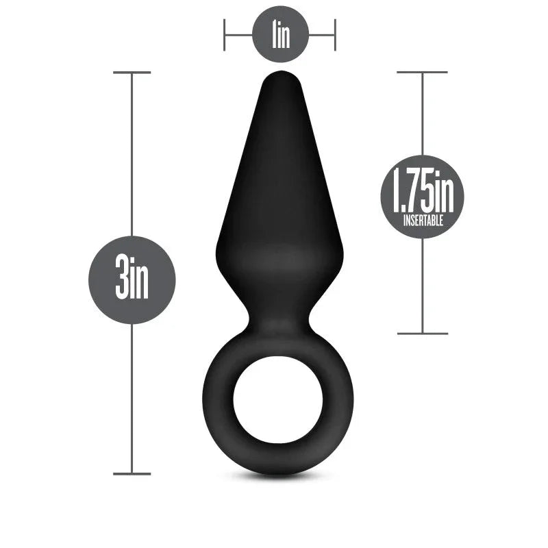 Loop Plug Small dimension diagram: 3in long, 1.75in insertable, 1in wide