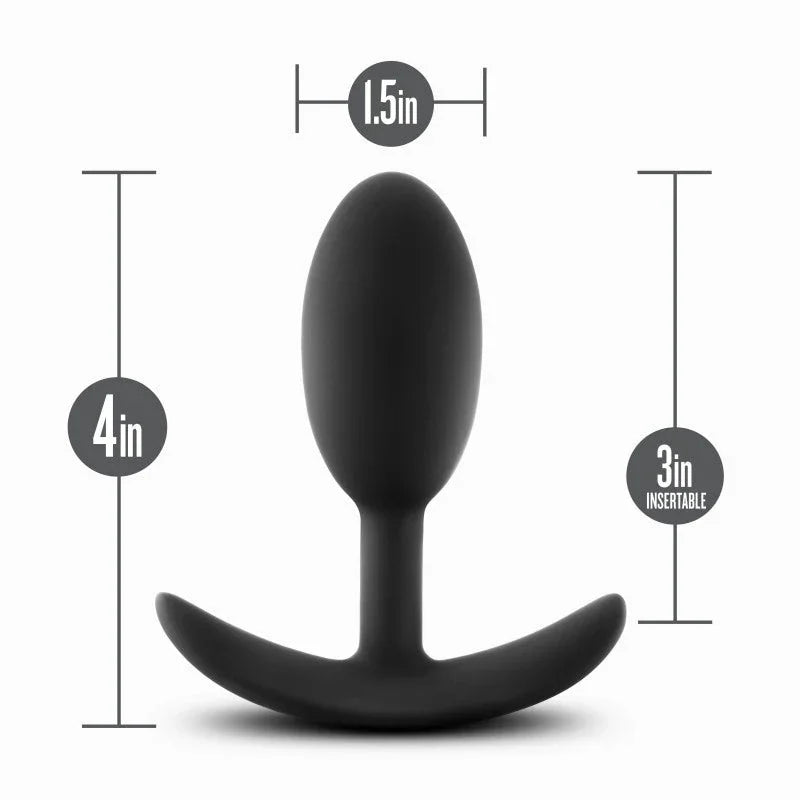 Vibra Slim Plug Medium dimensions: 4in long, 3in insertable, 1.5in wide