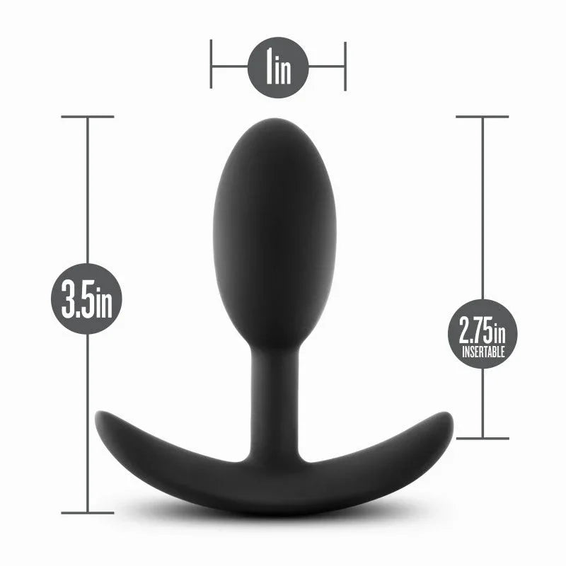 Vibra Slim Plug Small dimensions: 3.5in long, 2.75in insertable, 1in wide