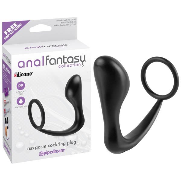 Anal Fantasy Collection Ass - gasm Cock Ring Plug - Black 10 cm (4'') Prostate Massager with Cock Ring – Sex toys NZ by Naughtyhut. Discreet delivery nationwide.
