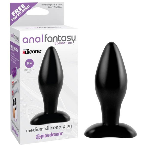 Anal Fantasy Collection Medium Silicone Plug - Black 11 cm (4.25'') Butt Plug – Sex toys NZ by Naughtyhut. Discreet delivery nationwide.
