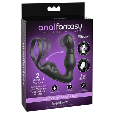 Buy Anal Fantasy Elite Ass - Gasm P - Spot Milker - Black USB Rechargeable Prostate Massage with Cock Ring – Naughtyhut NZ sex toys online. Discreet delivery & top brands.