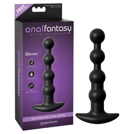 Buy Anal Fantasy Elite Collection Rechargeable Anal Beads - Black 17 cm USB Rechargeable Vibrating Anal Beads – Naughtyhut NZ sex toys online. Discreet delivery & top brands.