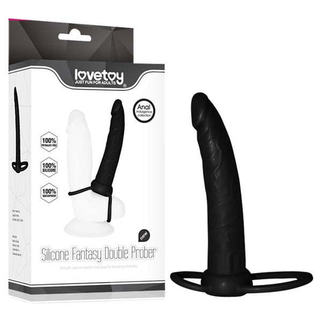 Buy Anal Indulgence Collection Silicone Fantasy Double Prober - Black 15.2 cm (6'') Anal Dong & Cock Ring – Naughtyhut NZ sex toys online. Discreet delivery & top brands.