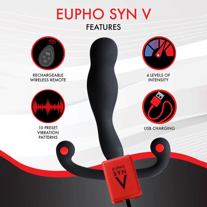 Aneros Eupho Syn V - Black USB Rechargeable Vibrating Prostate Massager with Remote – Sex toys NZ by Naughtyhut. Discreet delivery nationwide.