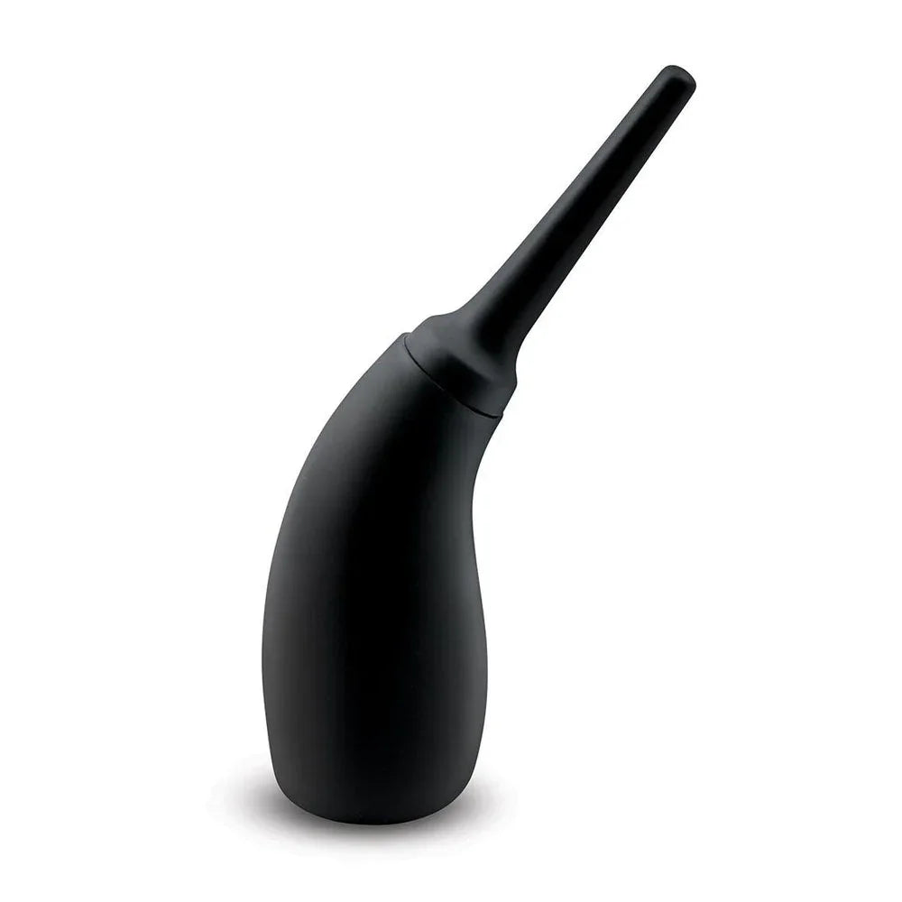 AquaClean Contoured Ergo douche in Black standing upright, curved bulb and slim nozzle