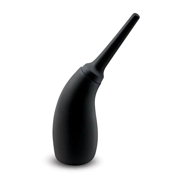 AquaClean Contoured Ergo douche in Black standing upright, curved bulb and slim nozzle