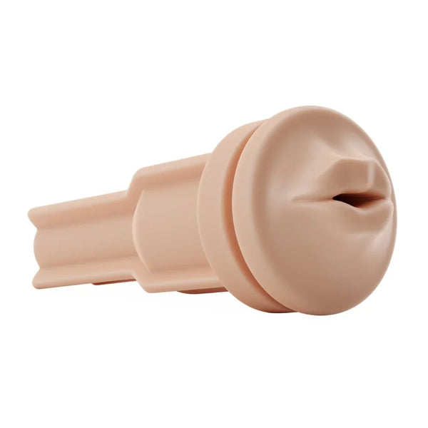Autoblow AI Ultra mouth sleeve in Beige, open-lips opening toward camera