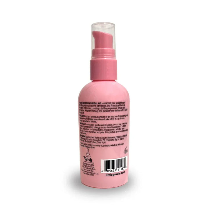 B-LUVD Tingling Arousal Gel bottle reverse, showing directions and ingredients