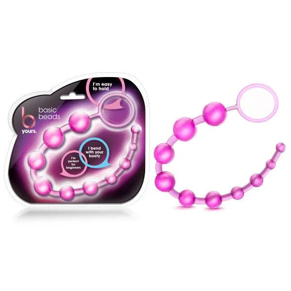 B Yours Basic Beads in pink, graduated bead strand with pull ring and blister pack