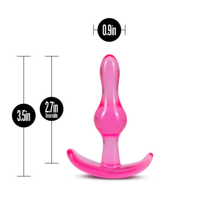 Curvy Anal Plug dimensions: 3.5in long, 2.7in insertable, 0.9in wide