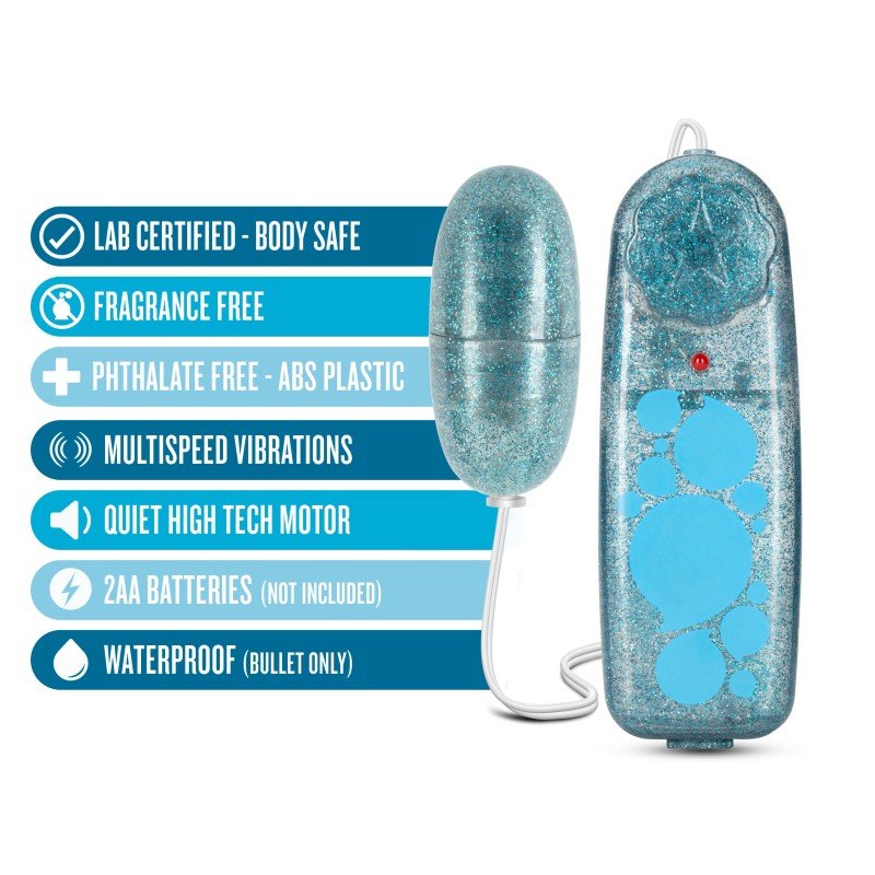 Buy B Yours Glitter Power Bullet - Blue - Glitter Blue 5.5 cm Bullet – Naughtyhut NZ sex toys online. Discreet delivery & top brands.